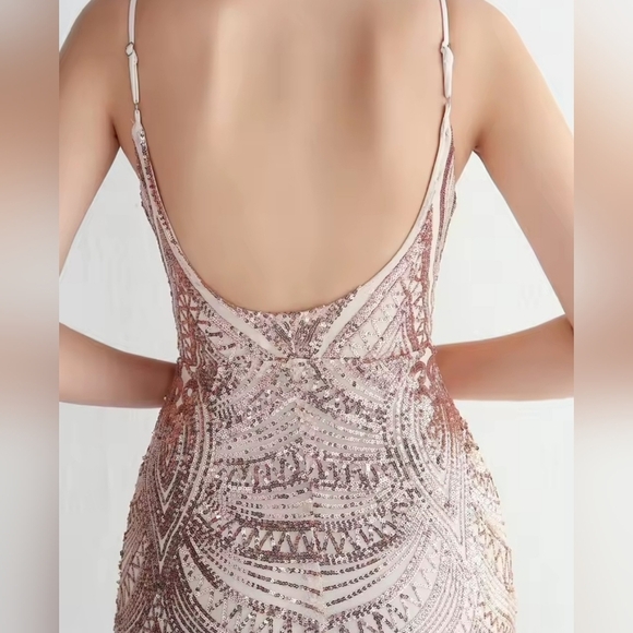 Glamorous Backless Sequin Dress in Gold - Picture 14 of 14